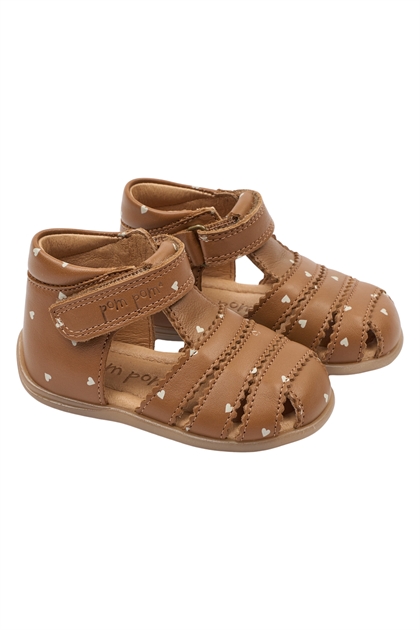 PomPom Starter Scallop Sandal - Picante Heart 